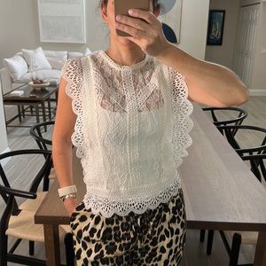 Women’s Lace Cap-Sleeve Top - Cream
